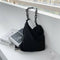 Fashion Corduroy Handbag Chain Totes Lady Shoulder Shopping Bag (Black)