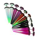 5 Pair Assorted Color Taper Double O-ring Cheater Illusion Ear Plug 1mm(12Gauge)