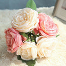 5 head silk rose multilayer artificial flower wedding hand flower bouquet h G4R7
