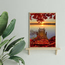 5D DIY Full Round Drill Fallen Leaves Plank Road Diamond Painting Craft