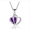 Fashion Heart Crystal Pendant Necklace Amethyst Necklace Accessory