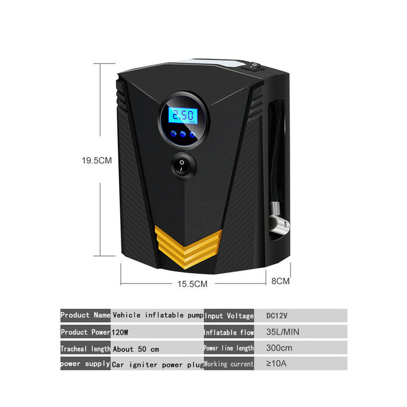Automatic 12V Portable Air Compressor with Auto-Off Digital Pressure Display