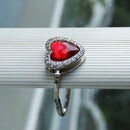 Support hook of Handbag Folding in Red Heart Shape with Rhinestone Decorati