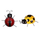2Pcs Mini Metal Ladybug Fence Hanger Wall Hanging Outdoor Garden Decor - Red &