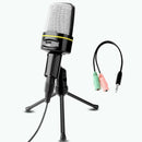 Microphone With Stand Tripod 3.5mm Audio Recording For Computer PC Phone Desktop