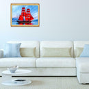 5D DIY Full Drill Diamond Painting Red Sailing Ship Cross Stitch Embroidery