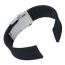 Watch Bands Sport Black Silicone Rubber Watch Strap Deployment Buckle Water