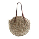 Women Bohemia Wind Beach Circle Round Rattan Straw Summer Travel Shoulder B E6Y8