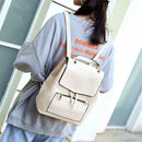 Leather Women Casual School Bags Shoulder Handbag Travel Backpacks (White)