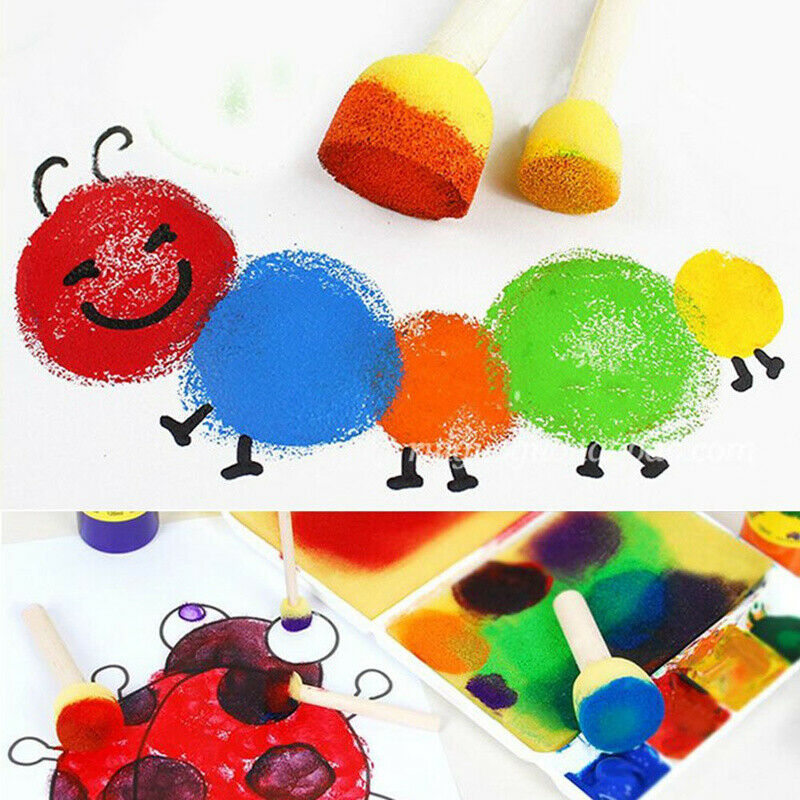 Early Learning Mini Flower Sponge Painting Brushes Craft Brushes Set for Ki E6X2