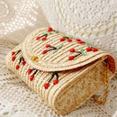 Summer New Cherry Straw Messenger Bags Woven Day Clutch Flap Bag Beach Pack Q1Y5