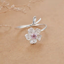Women Ring Flower Crystal Ring Diamond Bend Size Adjustable Open Rings Wedd C8W1