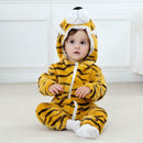 Tiger Shaped Flannel Rompers Baby Kids Long Sleeve Hoodies Jumpsuit (0-6M) A