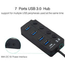 1Pc New Black 4 Ports USB 3.0 Hub Splitter AC Power Adapter For PC 5Gb ECK