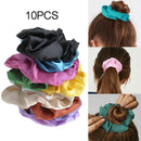 10Pcs Hair Scrunchies Pack Satin Bands Elastic Ponytail Holder Tie F. Women Girl