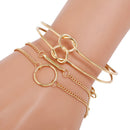 3 Pcs/set Women's Fashion Punk Bracelet Simple Double Knot Loop Metal Chain