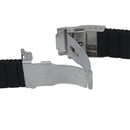 Watch Bands Sport Black Silicone Rubber Watch Strap Deployment Buckle Water