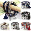 4pcs/set Wings Alloy Pendant Beads Bohemian Bracelets Women Lava Stone Wris