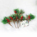3pcs Christmas Red Berry Pine Cone Picks With Holly Branches Floral Decor