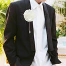 Men's Suit Boutonniere Lapel Pin Flower Brooch (White) U2E9