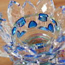 Crystal Lotus Candle Holder Home Decor Romantic Candlestick Blue