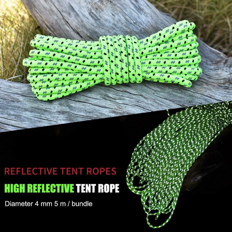 5m Survival Paracord 4mm Reflective Parachute Cord Lanyard Rope for Camping