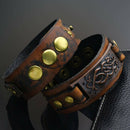 Retro Punk Men Women Wide Leather Belt Bracelet Cuff Wristband Bangle Accessorie