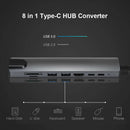 USB Ports 8 in1 Type-C HUB Converter 4K HDMI 2 USB3.0 C PD SD/TF RJ45 Adapter UK