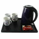 Wooden serving tray tea dishes plate - Black, 39x30x2cm