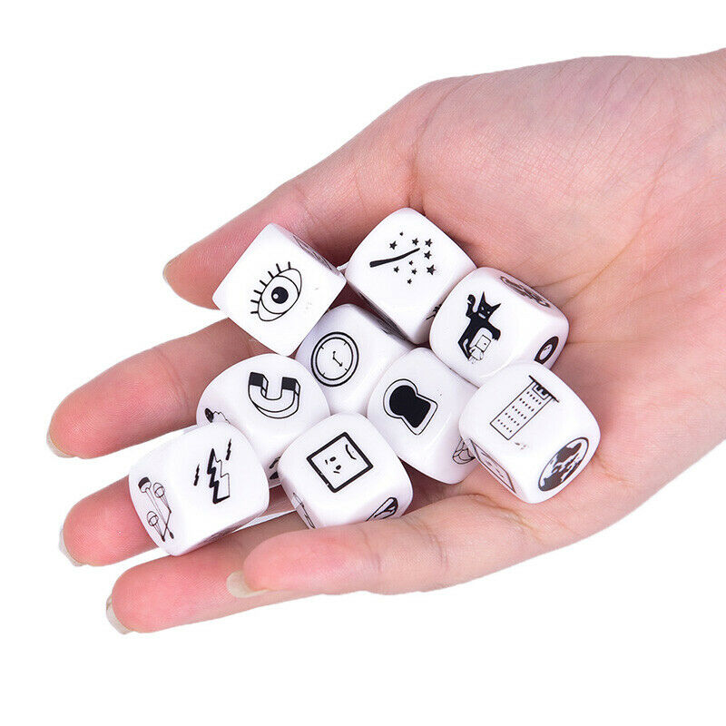 9pcs Story Dice Puzzle Board Game Telling Story Children Funny English GaTSJA3C