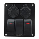 3 Gang LED Rocker Switch Panel + Dual USB Socket Circuit Breaker Marine Boat