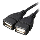 38cm USB 2.0 A Male to Double Female Power Cord Adapter Cable Extension Lead