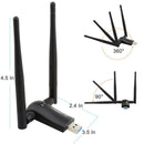 Fast USB 3.0 Dual Band Wifi Adapter High Gain Antennas For Laptop AC-1200Mbps