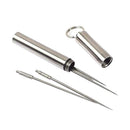 Stainless Steel Toothpick Holder Box Pocket Size Pill Capsule Case With Key Ring