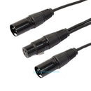 3Pin XLR Female Jack to Dual 2 Male Plug Y Splitter Cable Adaptor Cord 1Ft