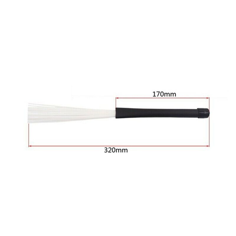 Telescopic Retractable Handles Percussion Drum Brushes Sticks (Black+White)