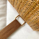 Straw Women'S Backpack Shoulder School Crown Decorative Backpack Straw Knit