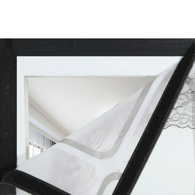 1Pcs Easy to Install Gray Plaid Screen Door Curtain