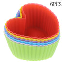 6PCS Silicone Mold Heart Cupcake Muffin Baking NonsticHeat Resistant Reusab_