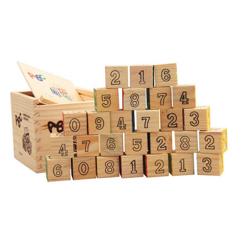 27 Pcs Children Wood Alphabet Blocks Letters Stacking Toys Building Blocks  E2R4