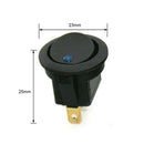20A 12V 3 Pin Car Auto Boat On Off Round Dot LED Rocker Toggle Switch(Blue)