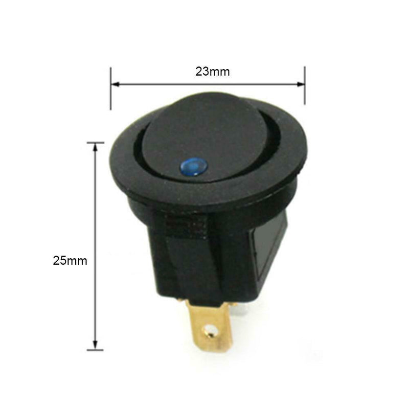 20A 12V 3 Pin Car Auto Boat On Off Round Dot LED Rocker Toggle Switch(Blue)