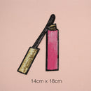 4x Iron on Embroidered Motif Applique Glitter Lipstick Makeup Sequin Patches