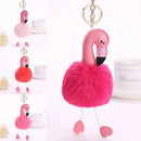 Flamingo Keychain Fluffy Faux Rabbit Ball Key Chain Women Car Bag Key RinME