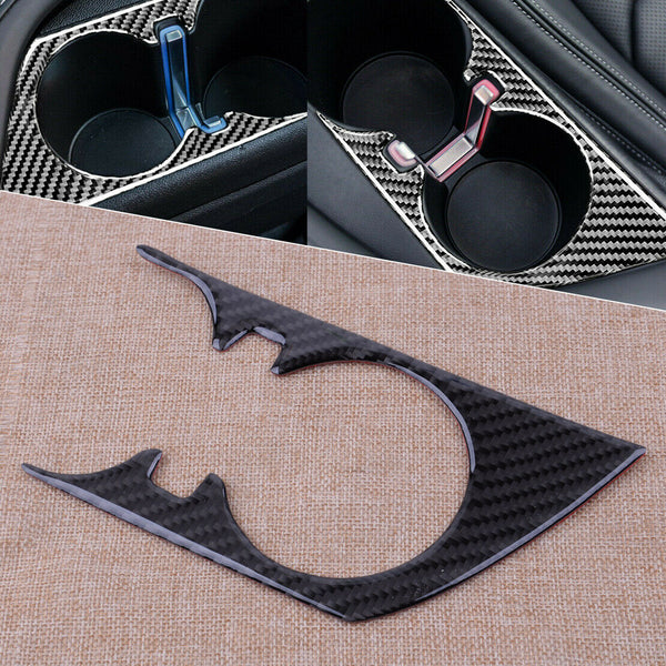 Car Carbon Fiber Water Cup Holder Panel Trim Fit For Chevrolet Camaro 2016-2019