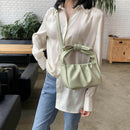 Retro Women Tote Bag Soft PU Shoulder Handbag Female Cloud Clutch (Green) A
