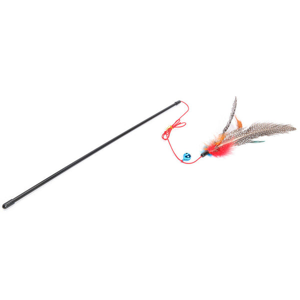 Cat Teaser Wand Toys Feather Rod Kitten Interactive Stick with Bell Pet Supplies