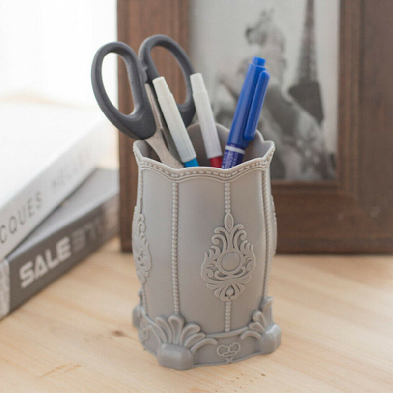 2Pcs Pen Holder Plastic Desktop Makeup Brush Container Cup Box Multipurpose