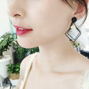 Geometry Diamond Korea Earrings J735(Red Wine) I3L7