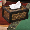Retro Bamboo Wood Facial Tissue Box Cover/Holder for Bathroom Countertops